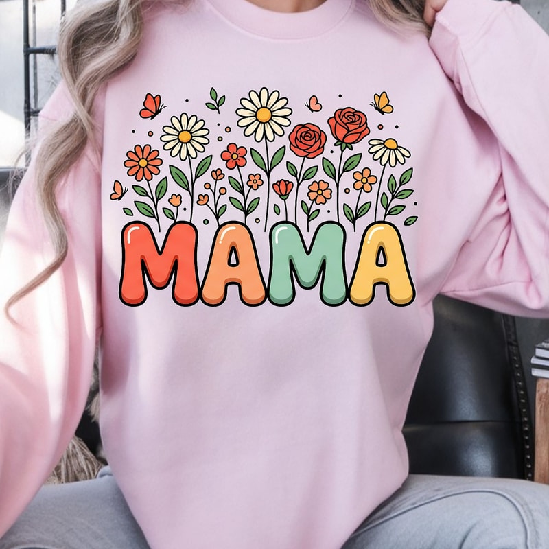 Mama Flower Shirt Floral Mama TShirt Mom Flower Shirt Personalized Mama Tee 3