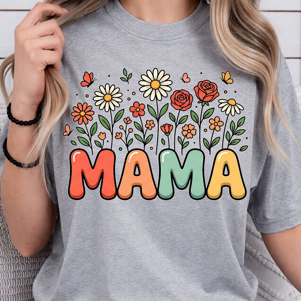 Mama Flower Shirt Floral Mama TShirt Mom Flower Shirt Personalized Mama Tee 4