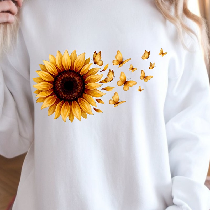 Sunflower Butterfly Shirt Floral Butterfly TShirt Nature Lover Tee 0