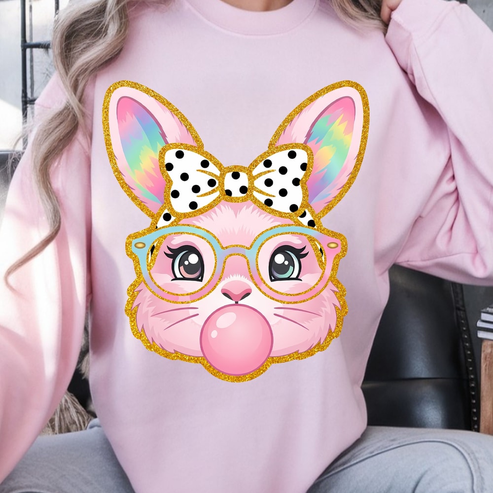 Easter Pink Rabbit Shirt Cute Easter Bunny TShirt Spring Holiday Tee 3