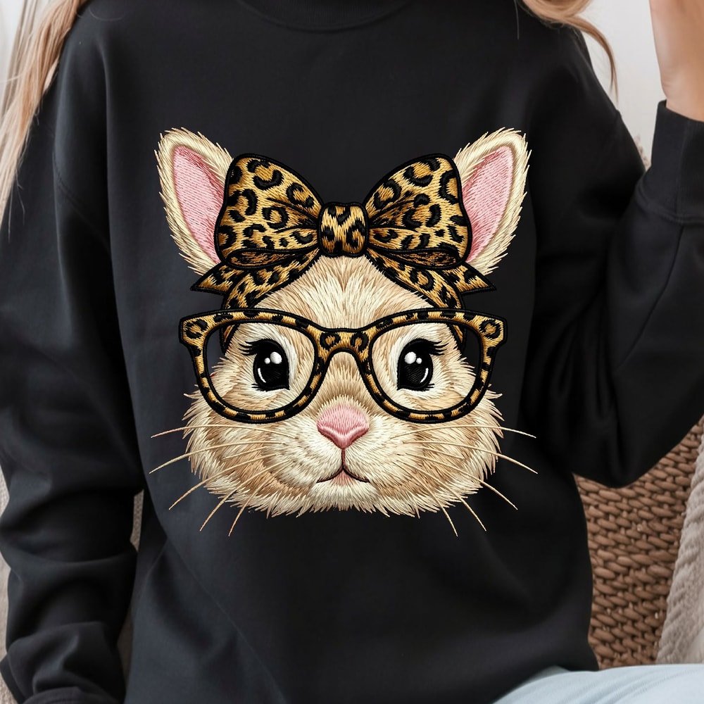 Bunny With Leopard Glasses Shirt Cute Easter Bunny TShirt Fun Animal Tee 2