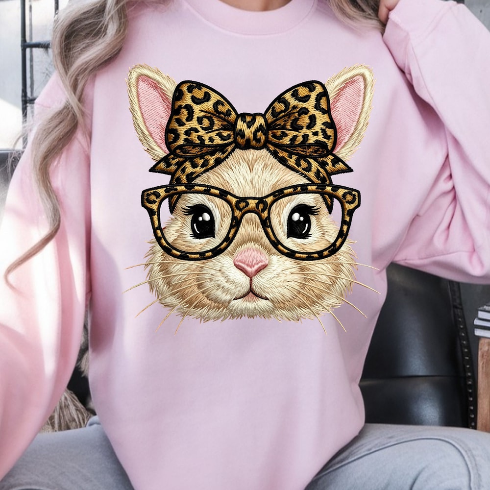 Bunny With Leopard Glasses Shirt Cute Easter Bunny TShirt Fun Animal Tee 3