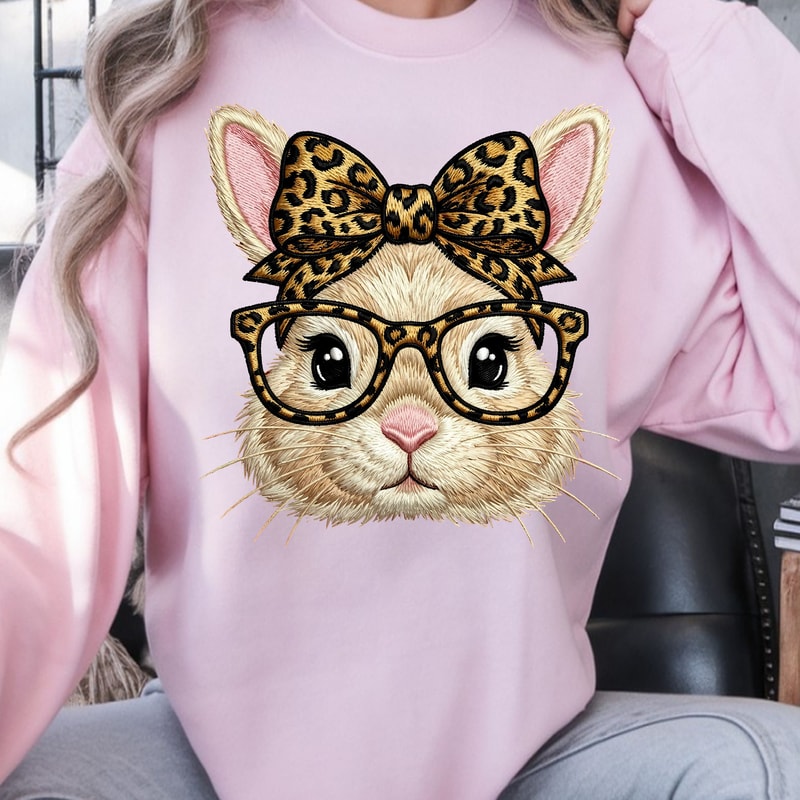 Bunny With Leopard Glasses Shirt Cute Easter Bunny TShirt Fun Animal Tee 3