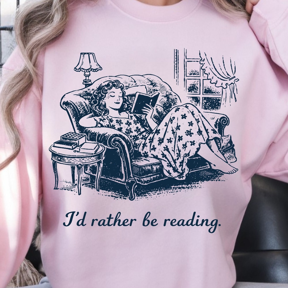 Id Rather Be Reading Shirt Book Lover TShirt Funny Reading Tee 3