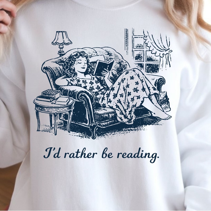 Id Rather Be Reading Shirt Book Lover TShirt Funny Reading Tee 4