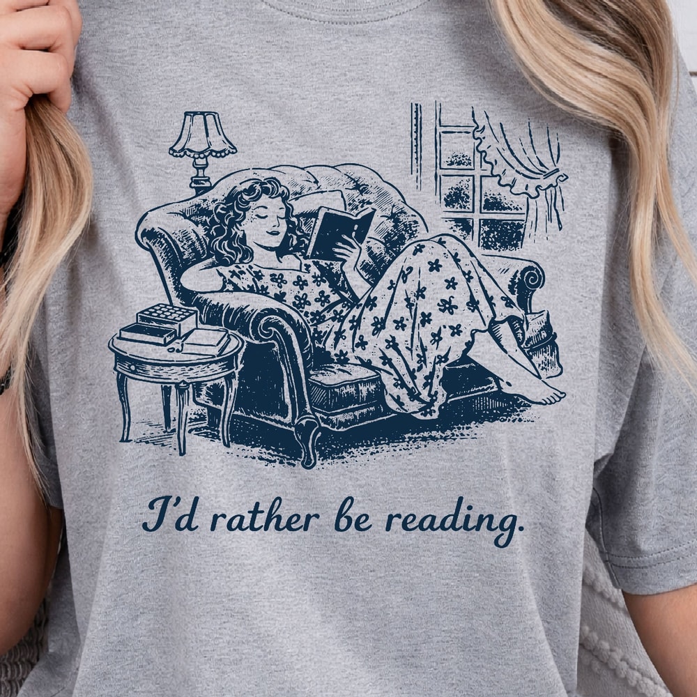 Id Rather Be Reading Shirt Book Lover TShirt Funny Reading Tee 1