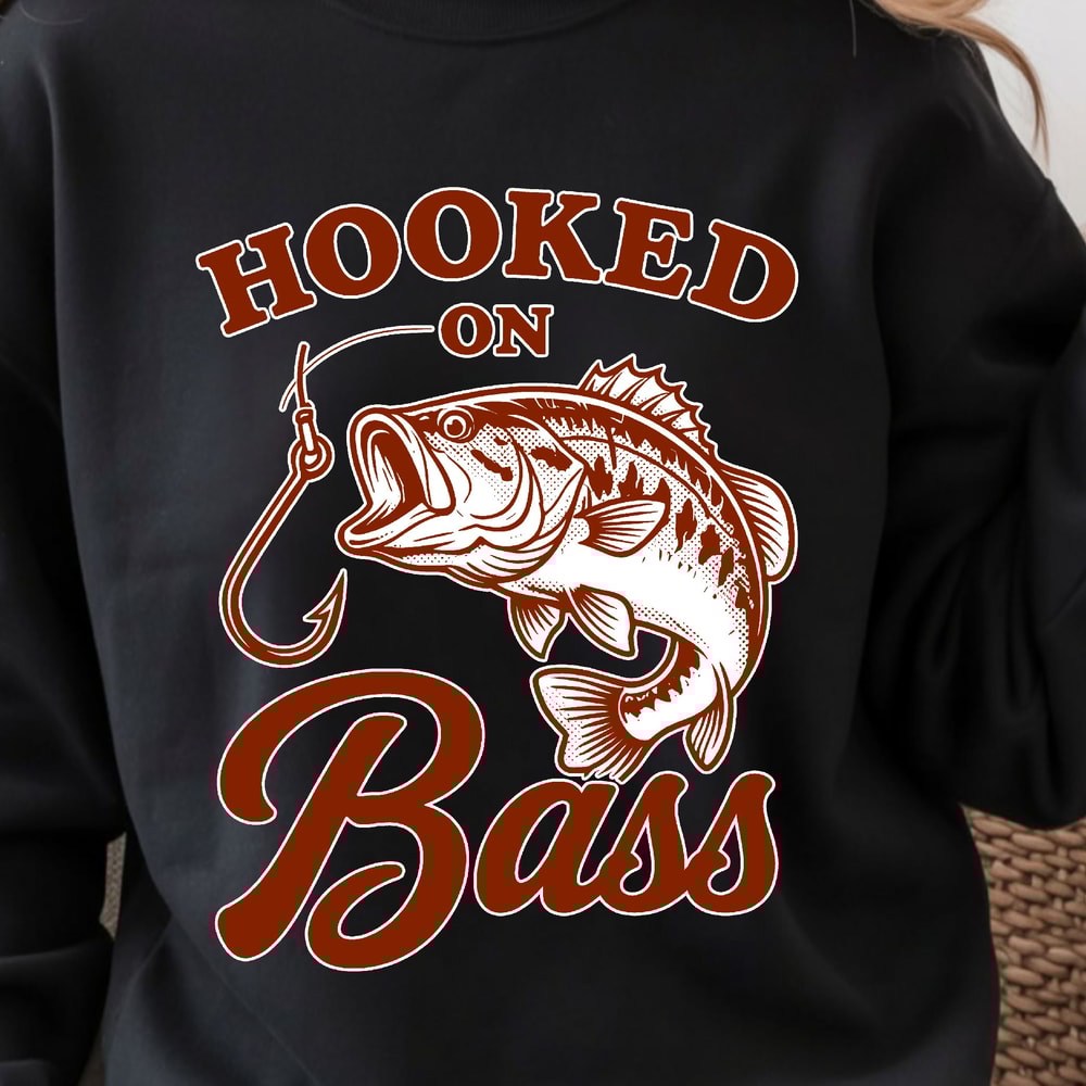 Hooked On Bass Shirt Fishing Lover TShirt Bass Fishing Tee 1
