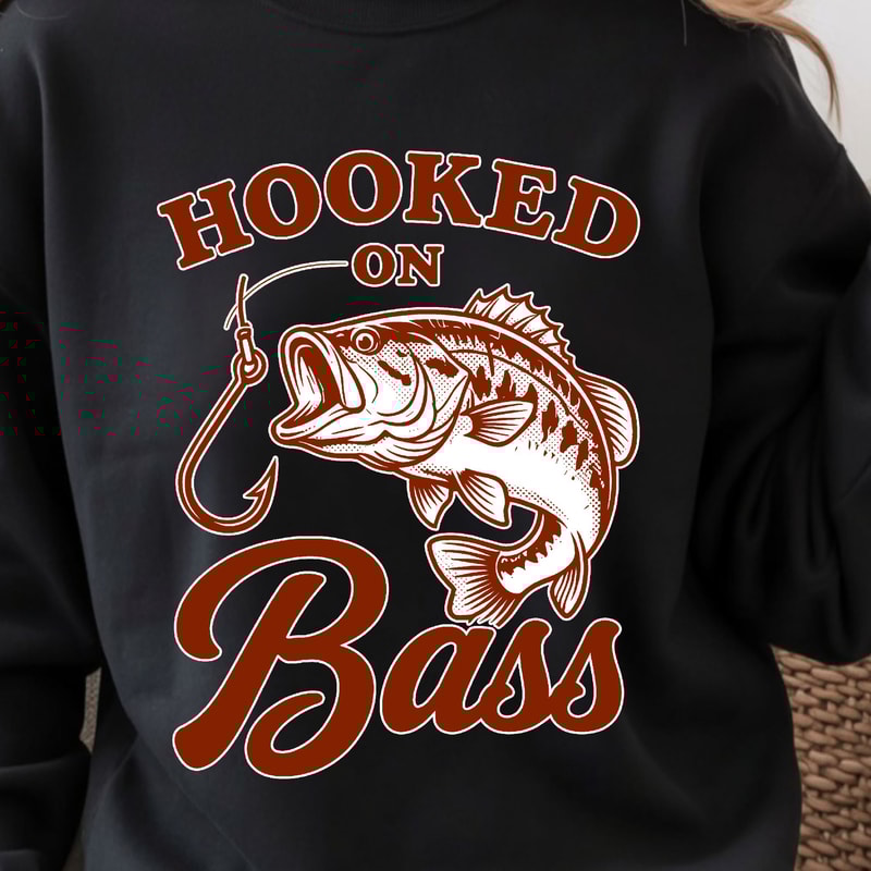 Hooked On Bass Shirt Fishing Lover TShirt Bass Fishing Tee 1