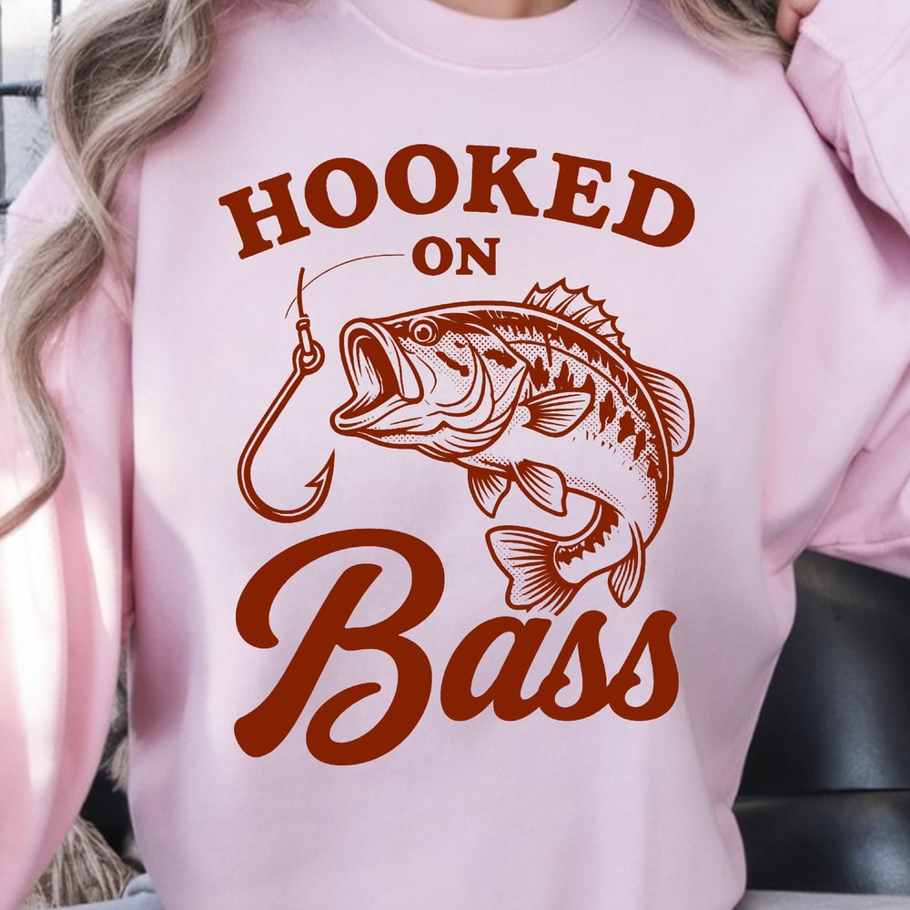 Hooked On Bass Shirt Fishing Lover TShirt Bass Fishing Tee 2