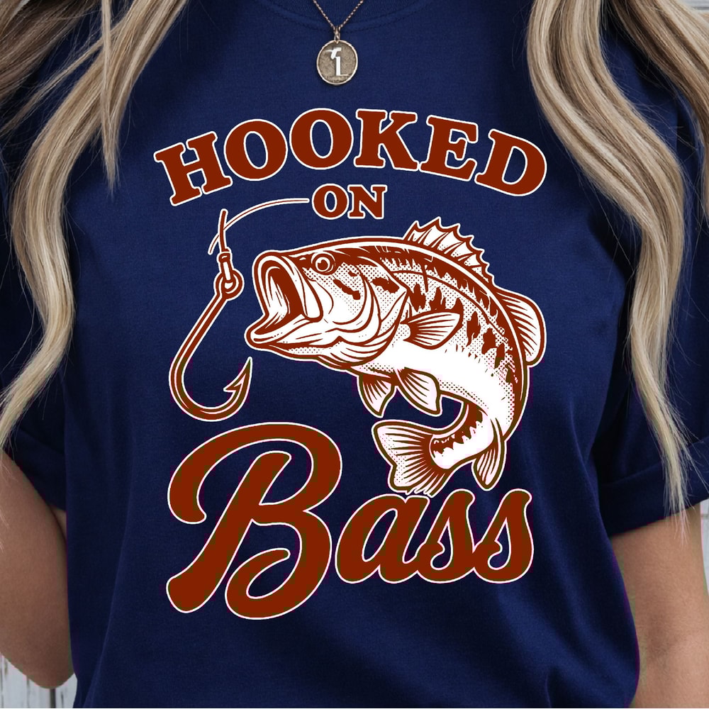 Hooked On Bass Shirt Fishing Lover TShirt Bass Fishing Tee 3