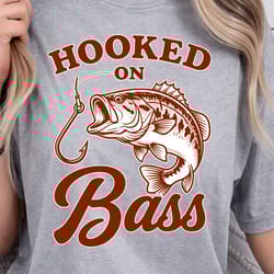 hooked on bass shirt, fishing lover t-shirt, bass fishing tee