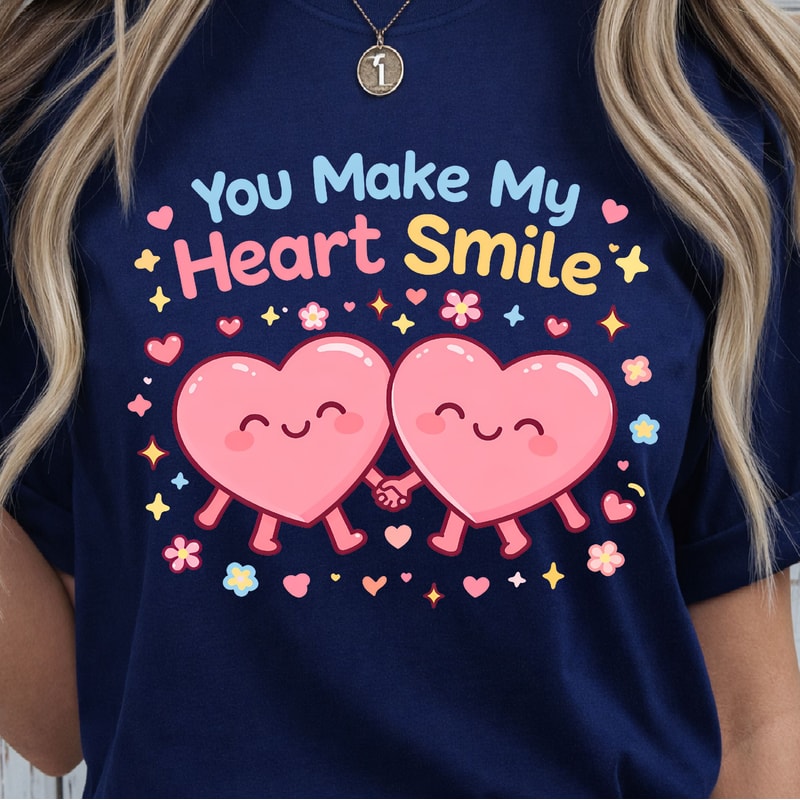 You Make My Heart Smile Shirt Cute Love TShirt Sweetheart Tee 2