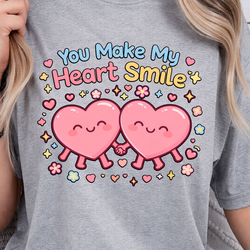 You Make My Heart Smile Shirt Cute Love TShirt Sweetheart Tee 4