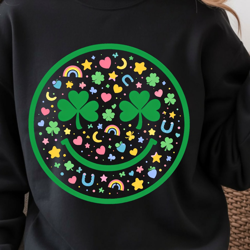 St Patricks Smile Emoji Shirt Funny St Patricks Day TShirt Shamrock Tee 1