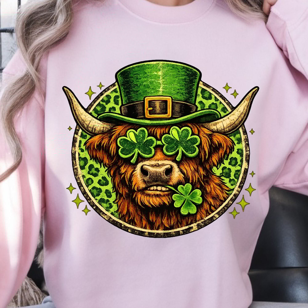 St Patricks Cow Shirt Shamrock Cow TShirt Funny Irish Humor Tee 1