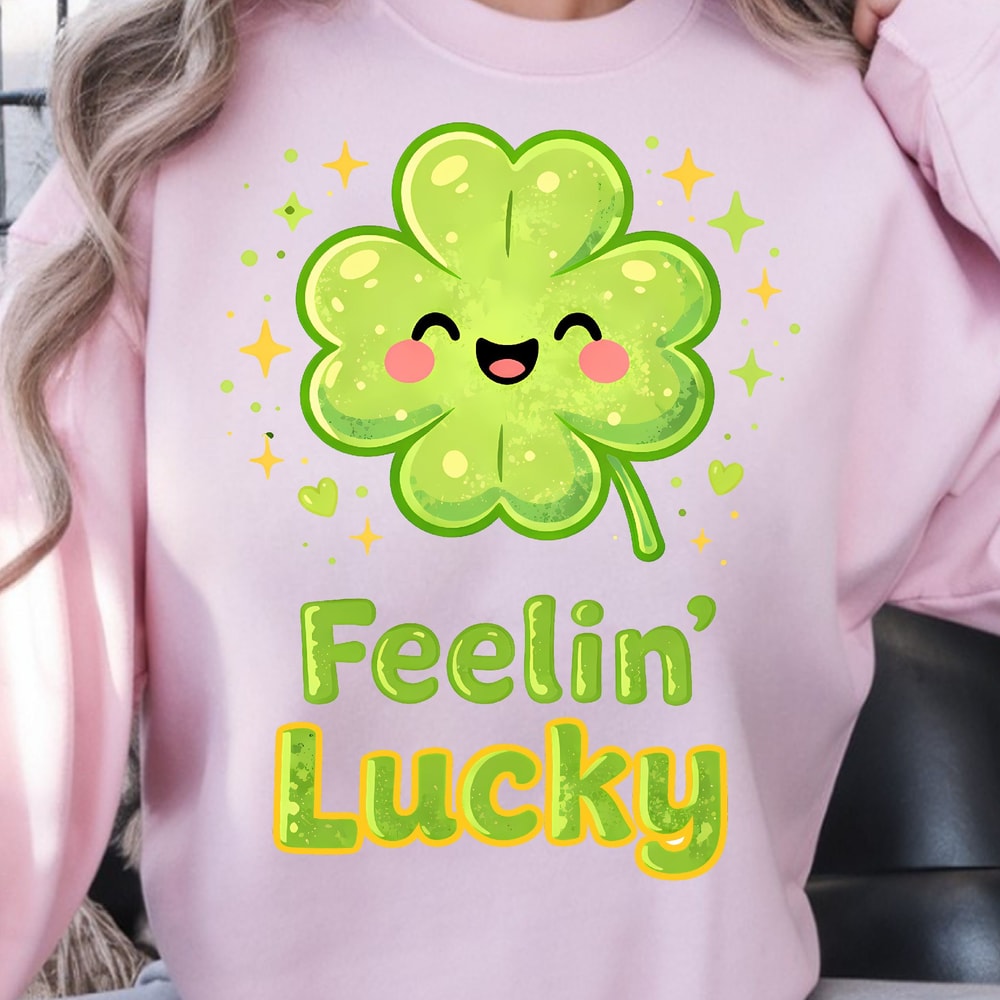 Feeelin Lucky White Shirt St Patricks Day TShirt Lucky Vibes Tee 0