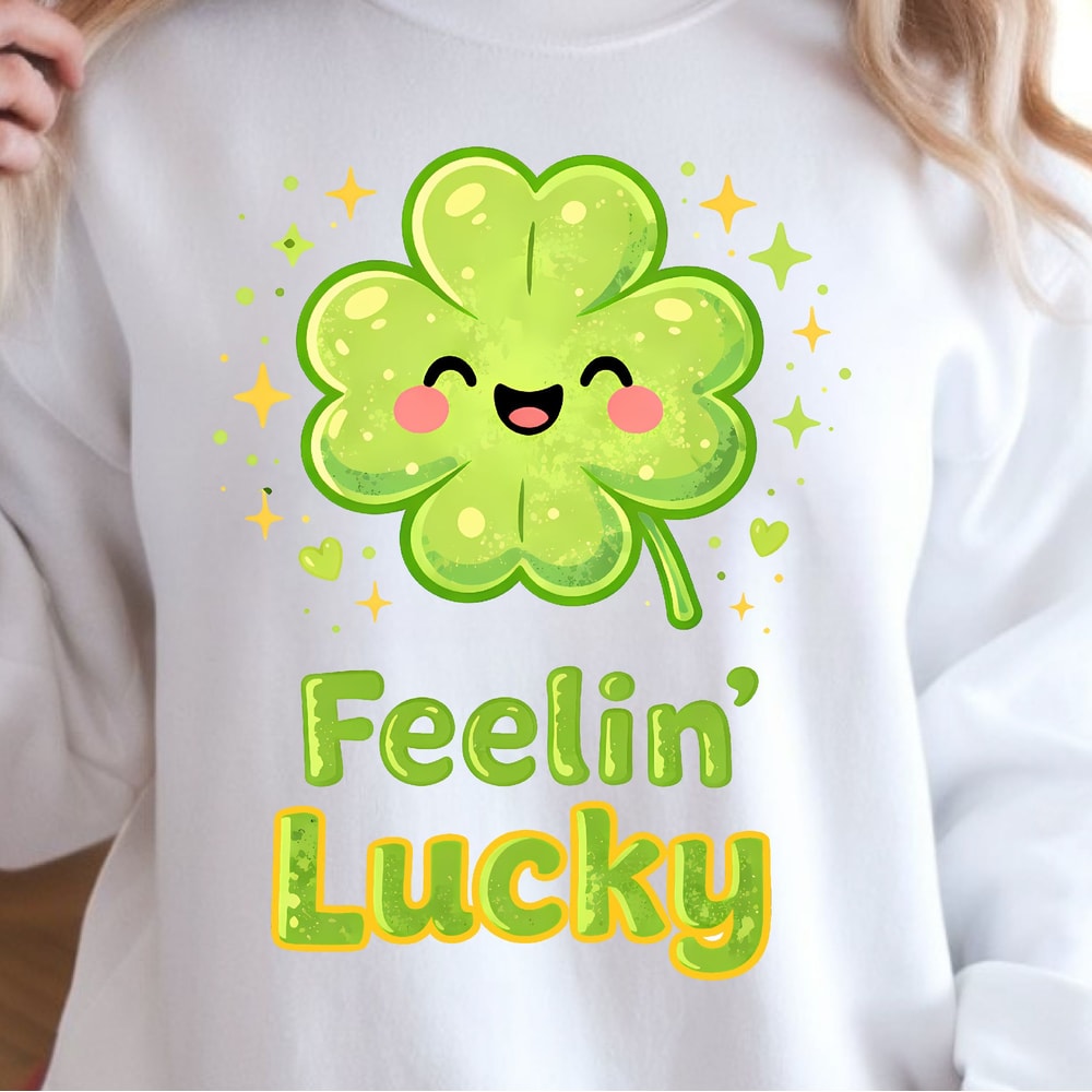 Feeelin Lucky White Shirt St Patricks Day TShirt Lucky Vibes Tee 4