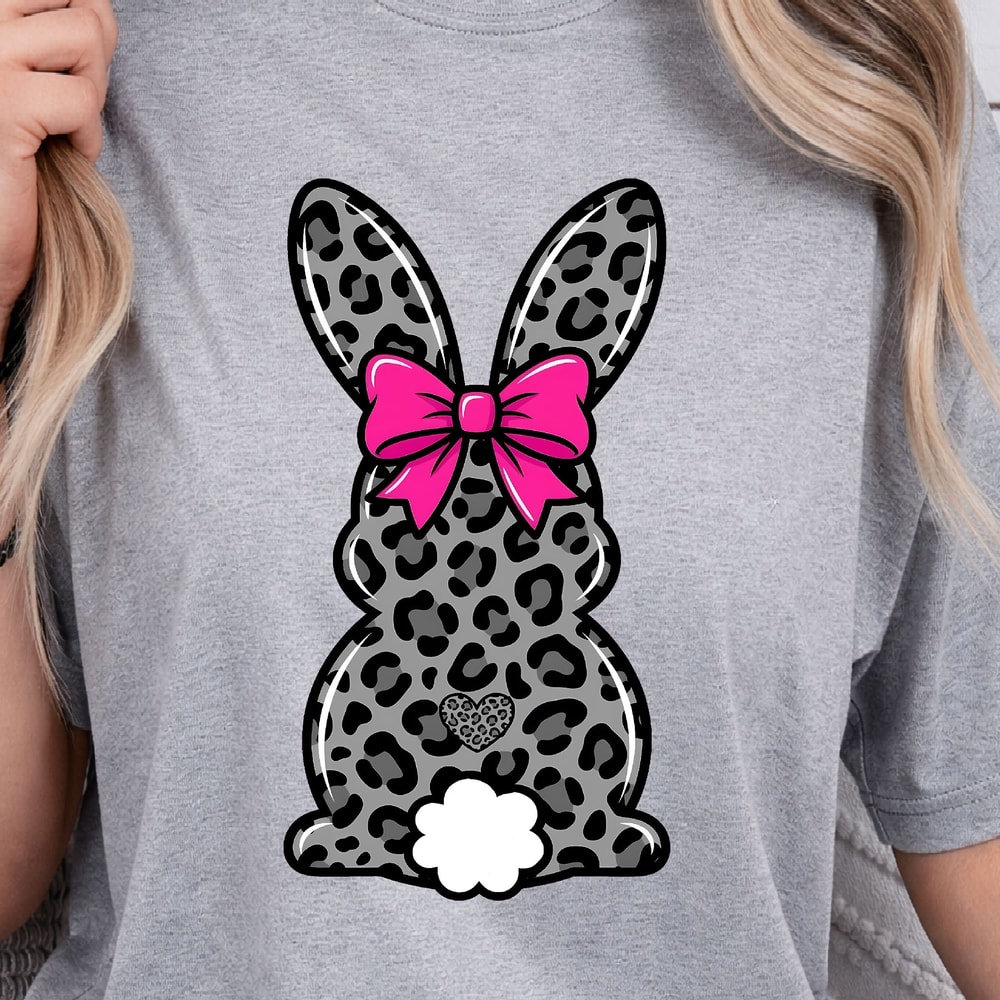 Leopard Easter Bunny Shirt Spring Leopard Bunny TShirt Bow Detail Tee 3
