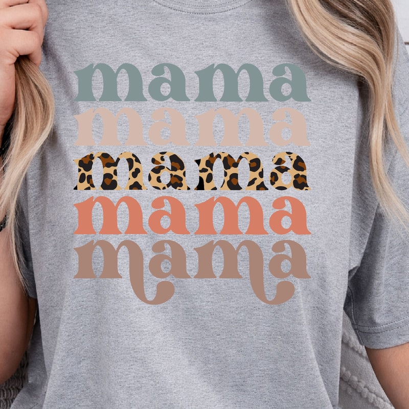 Retro Leopard Mama Shirt Motherhood Graphic Tee Cute Mama Top 4