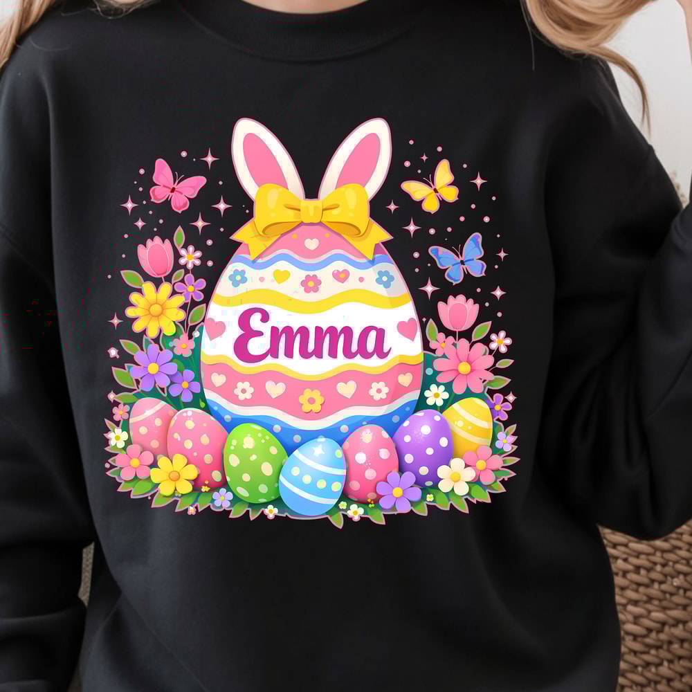Easter Eggs Custom Name Shirt Personalized Easter Tee With Custom Egg Design 0