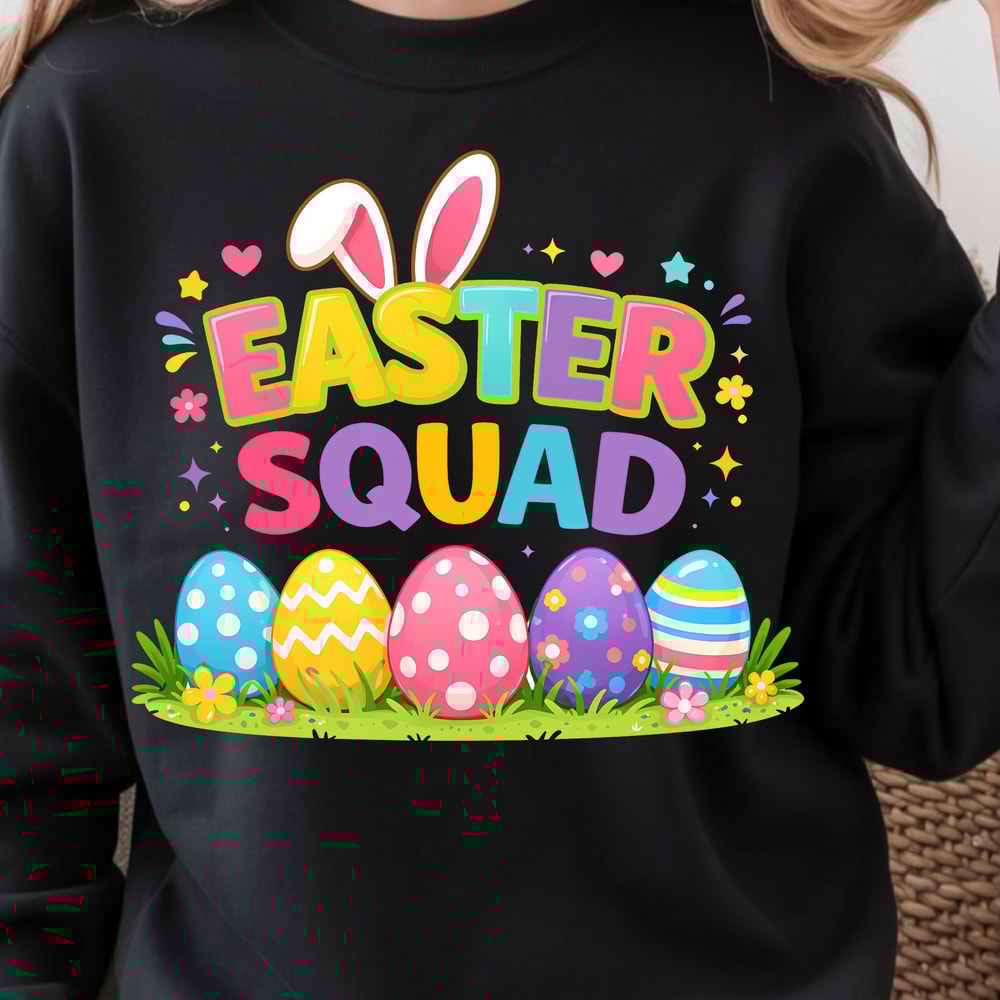 Easter Squad Shirt Bunny Ears Easter Eggs Family Tee 1