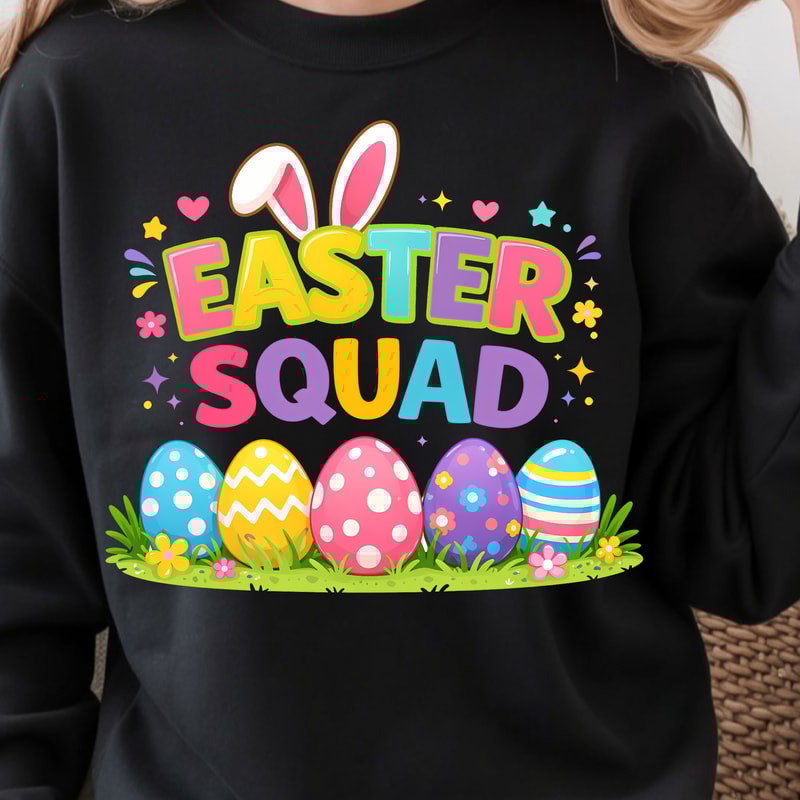Easter Squad Shirt Bunny Ears Easter Eggs Family Tee 1