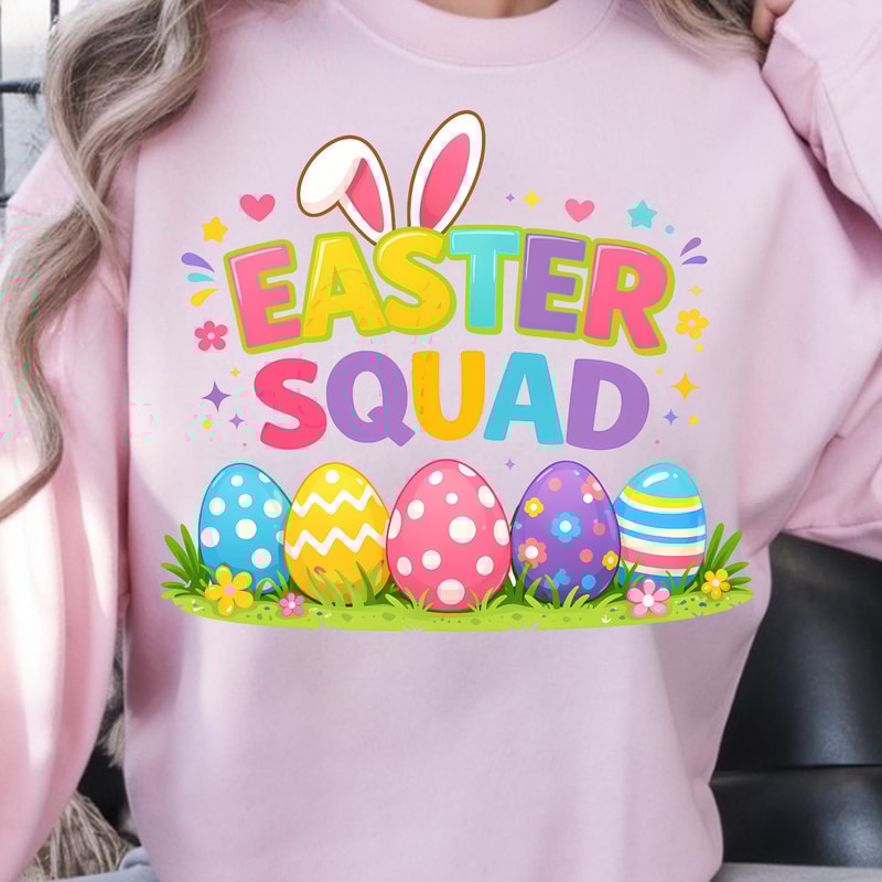 Easter Squad Shirt Bunny Ears Easter Eggs Family Tee 2
