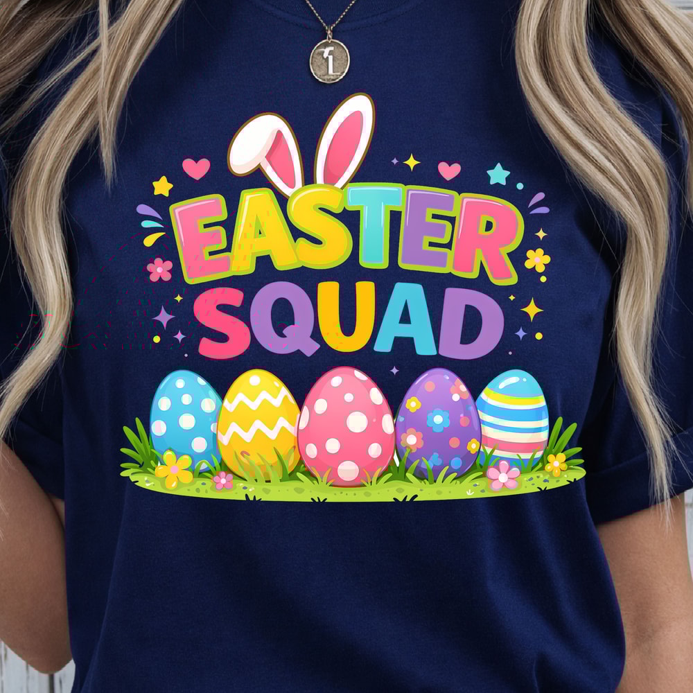 Easter Squad Shirt Bunny Ears Easter Eggs Family Tee 3