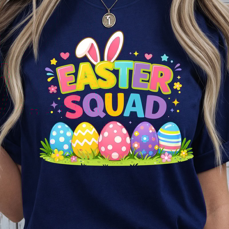 Easter Squad Shirt Bunny Ears Easter Eggs Family Tee 3