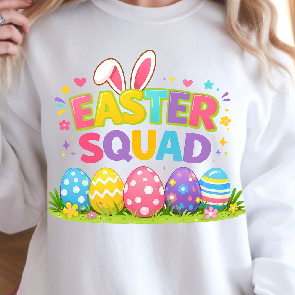 Easter Squad Shirt Bunny Ears Easter Eggs Family Tee 4