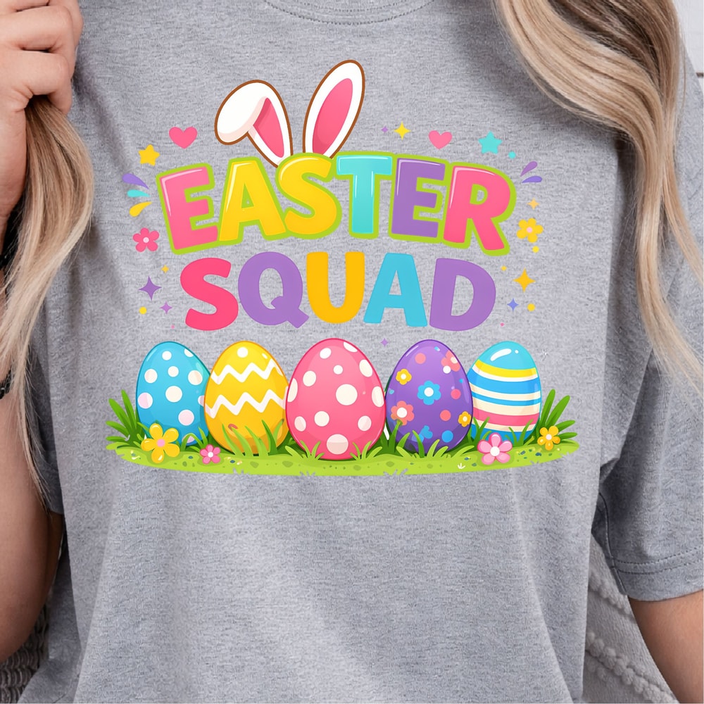 Easter Squad Shirt Bunny Ears Easter Eggs Family Tee 0