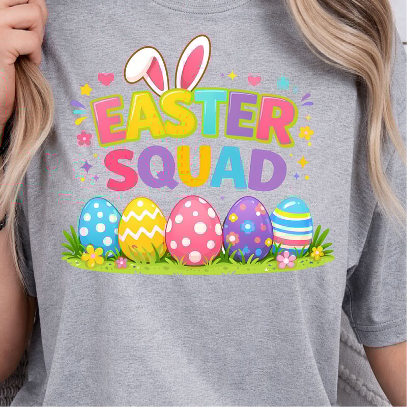 Easter Squad Shirt Bunny Ears Easter Eggs Family Tee 0