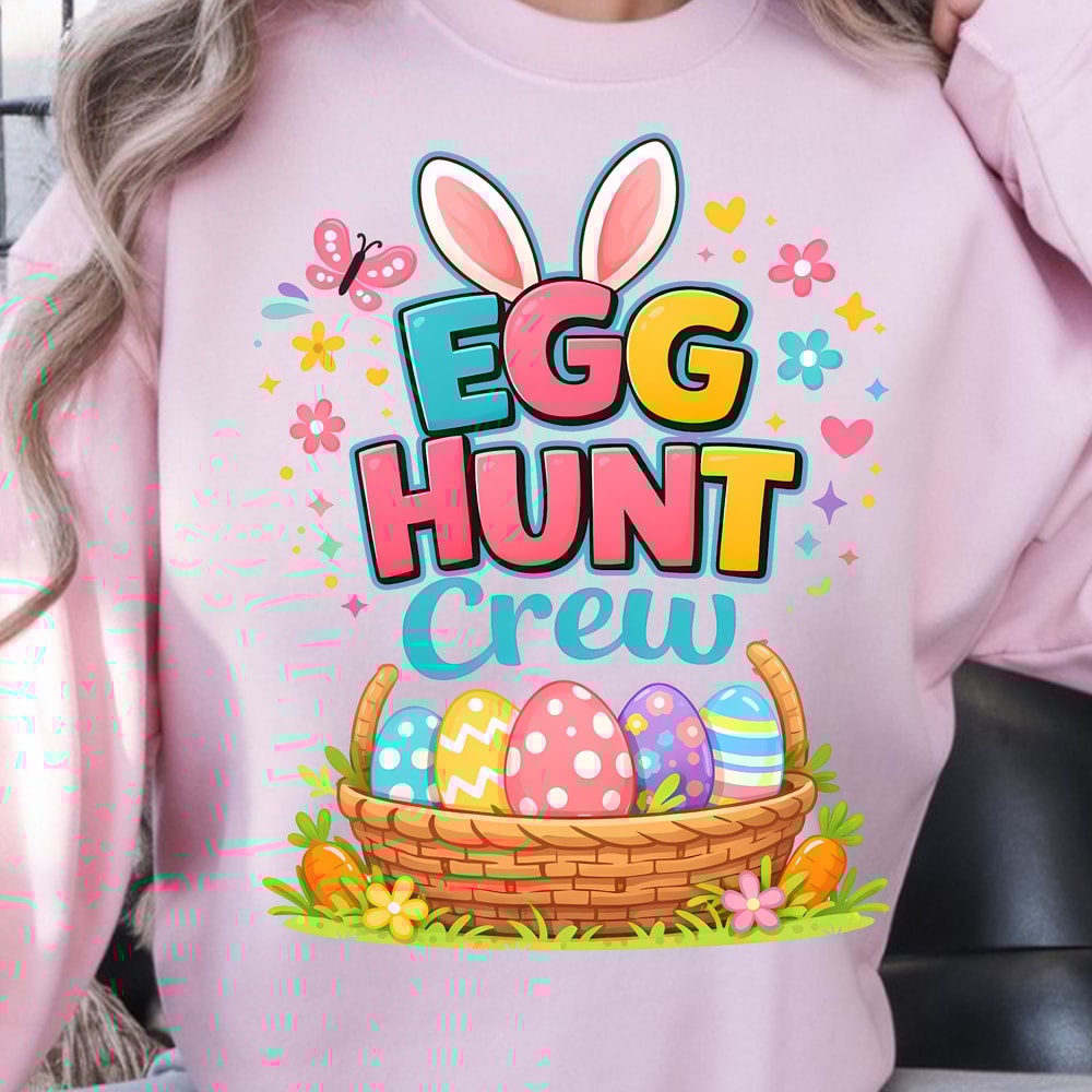 Egg Hunt Crew Shirt Bunny Ear Design Easter Tee Perfect For Family 1