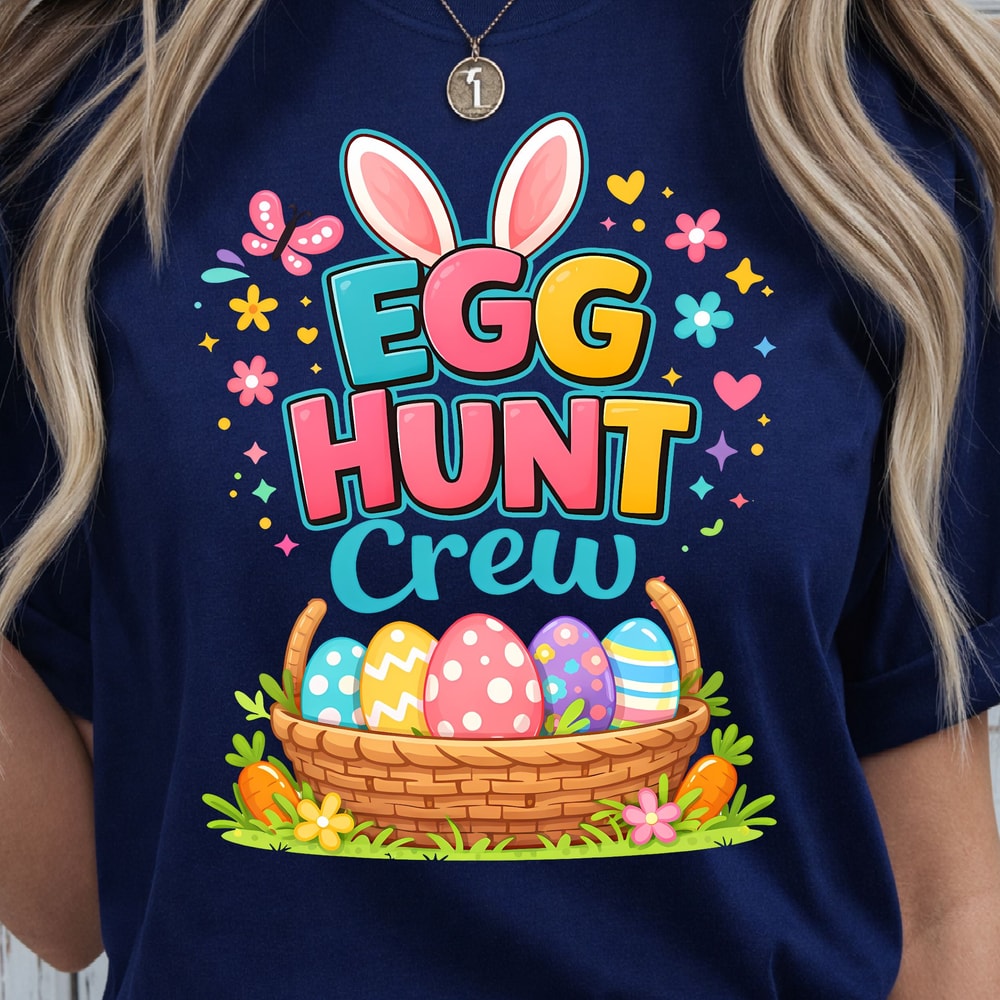 Egg Hunt Crew Shirt Bunny Ear Design Easter Tee Perfect For Family 3