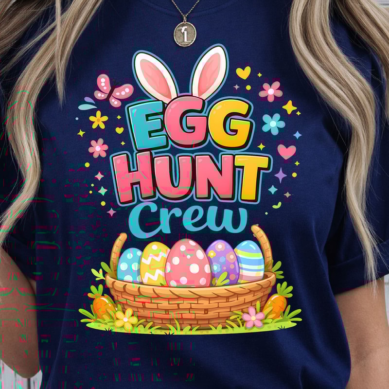 Egg Hunt Crew Shirt Bunny Ear Design Easter Tee Perfect For Family 3