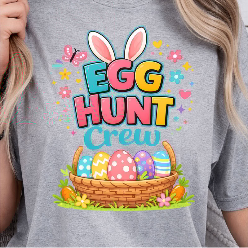 Egg Hunt Crew Shirt Bunny Ear Design Easter Tee Perfect For Family 4
