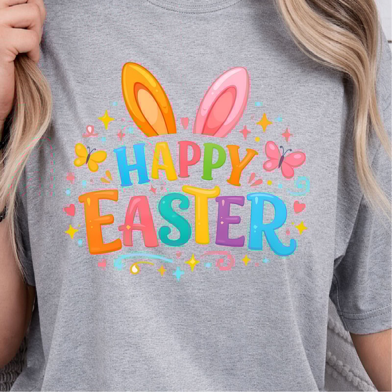 Happy Easter Shirt Bunny Ears Design Easter Tee 0