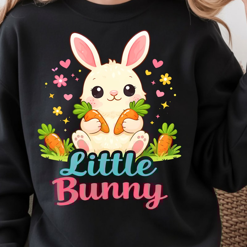 Little Bunny Shirt Cute Bunny Carrying Carrots Easter Tee 0