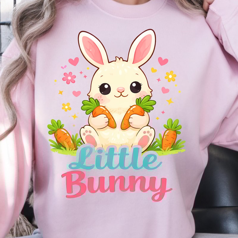 Little Bunny Shirt Cute Bunny Carrying Carrots Easter Tee 1