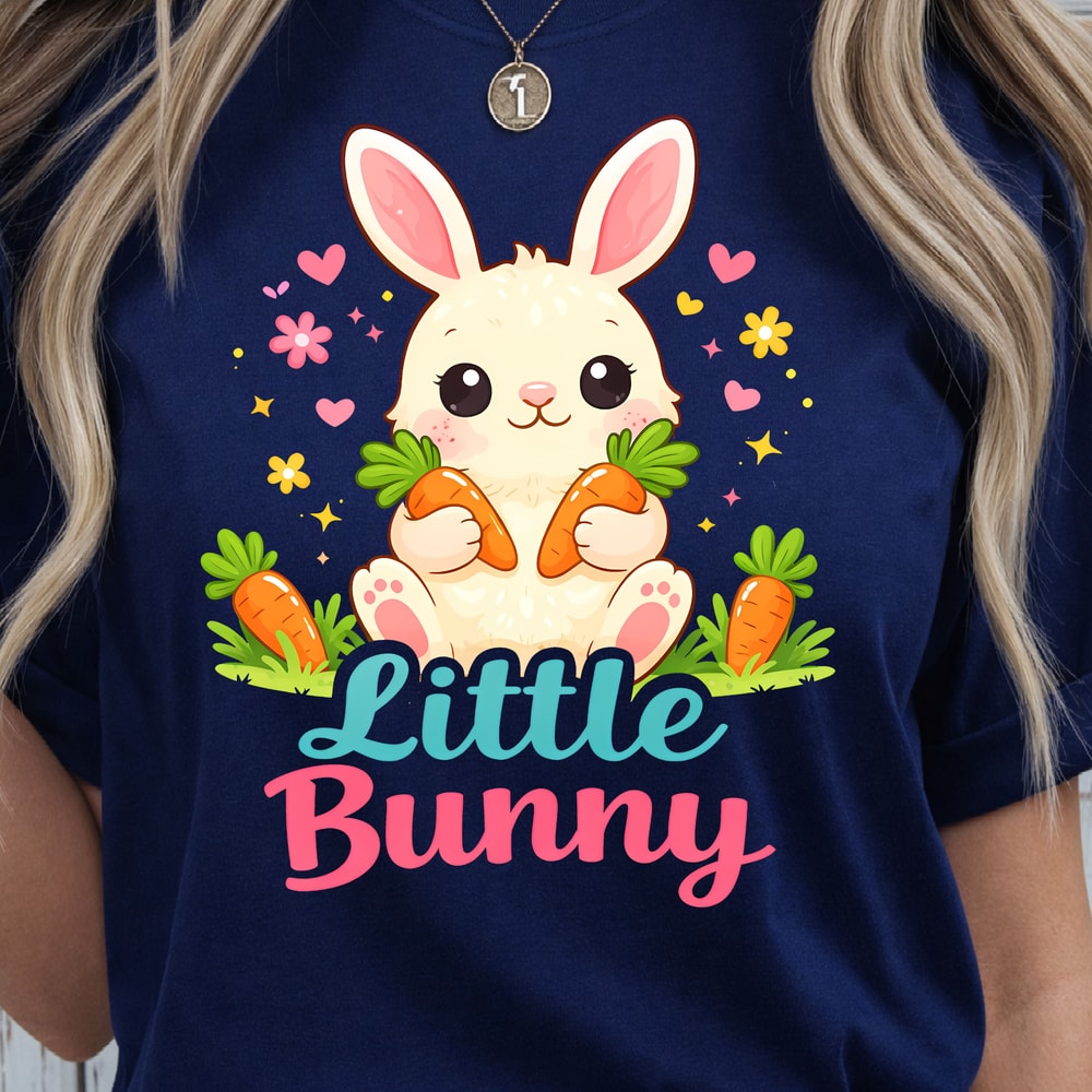 Little Bunny Shirt Cute Bunny Carrying Carrots Easter Tee 2