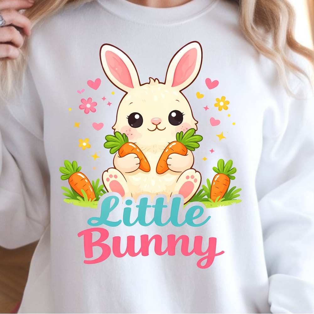 Little Bunny Shirt Cute Bunny Carrying Carrots Easter Tee 3