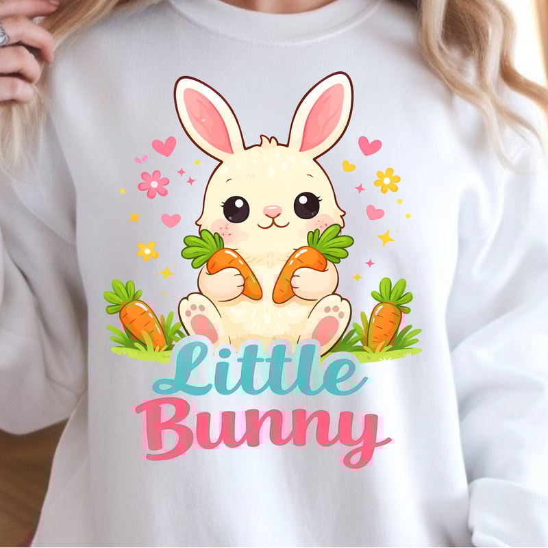 Little Bunny Shirt Cute Bunny Carrying Carrots Easter Tee 3