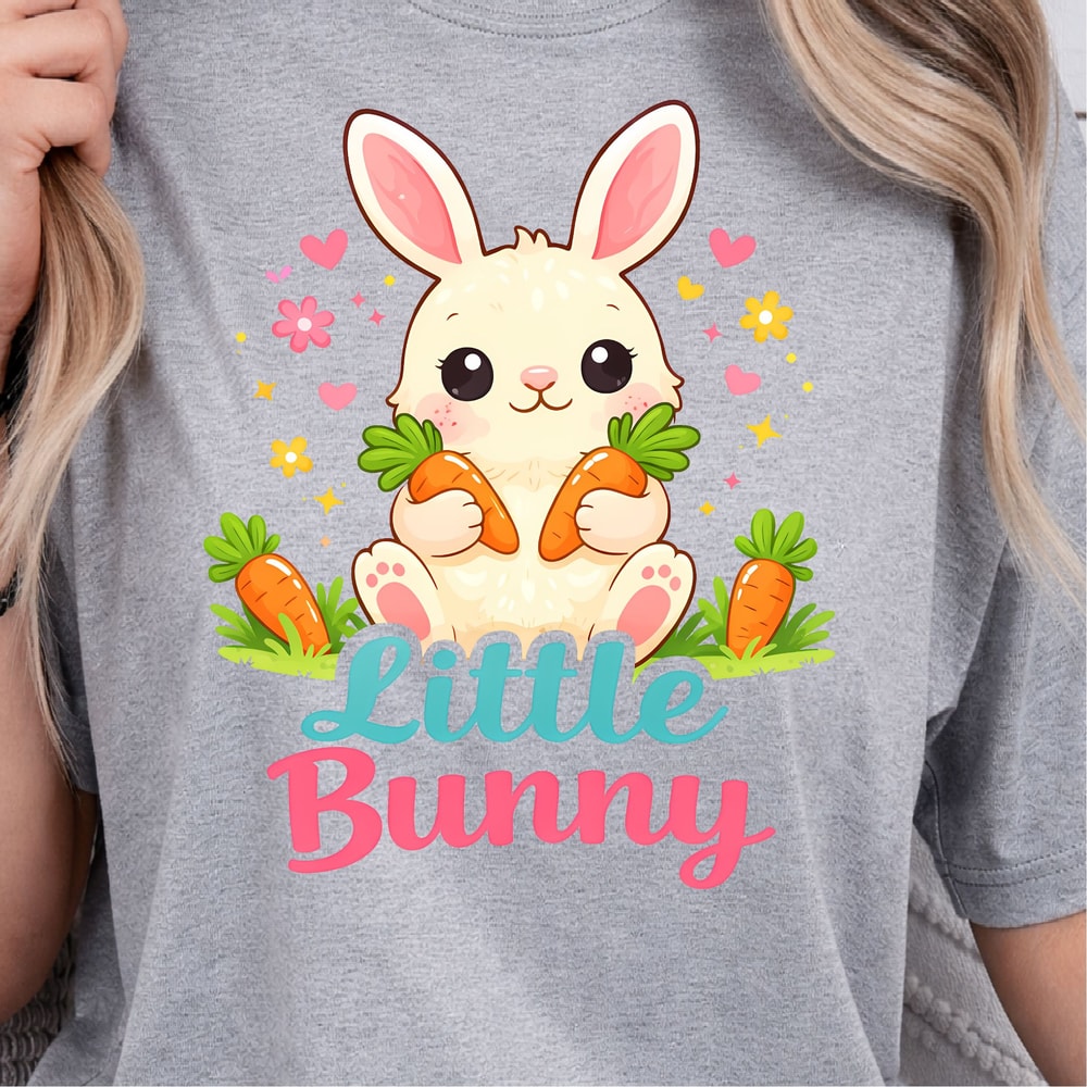 Little Bunny Shirt Cute Bunny Carrying Carrots Easter Tee 4