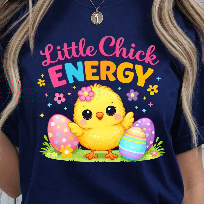 Little Chick Energy Shirt Cute Chick Easter Eggs Design Tee 0