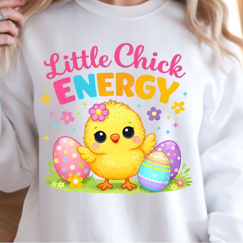 Little Chick Energy Shirt Cute Chick Easter Eggs Design Tee 3