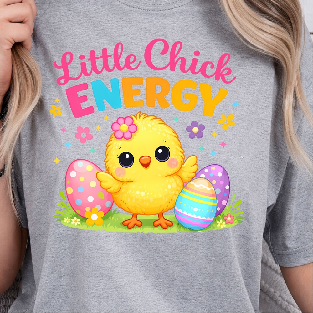 Little Chick Energy Shirt Cute Chick Easter Eggs Design Tee 4