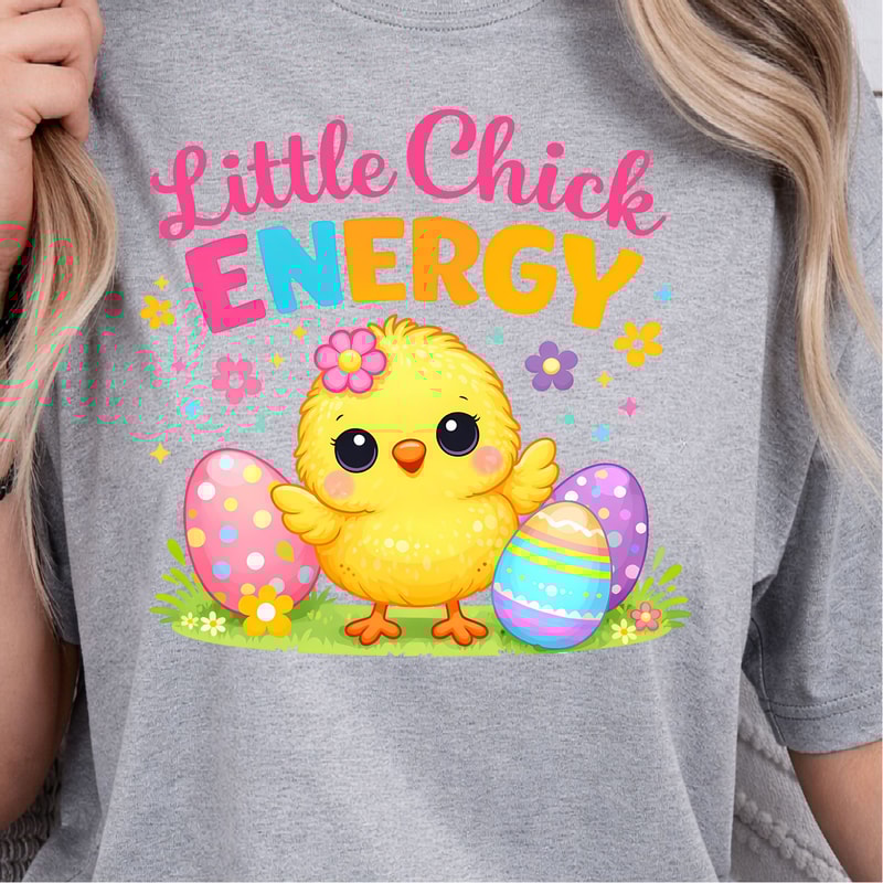 Little Chick Energy Shirt Cute Chick Easter Eggs Design Tee 4