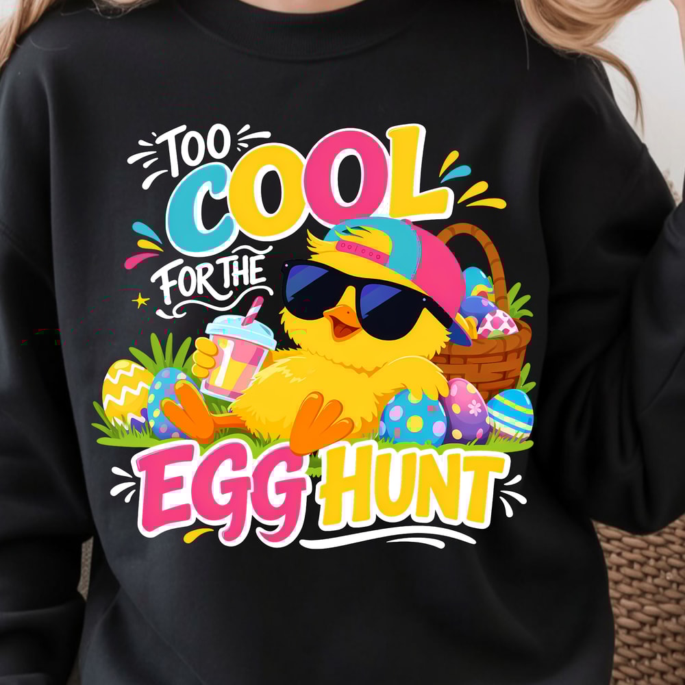 Too Cool For The Egg Hunt Shirt Cool Chick Easter Eggs Design Tee 1