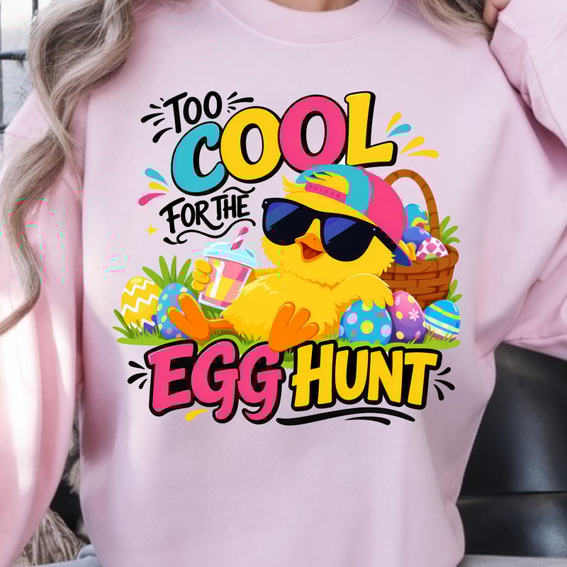 Too Cool For The Egg Hunt Shirt Cool Chick Easter Eggs Design Tee 2