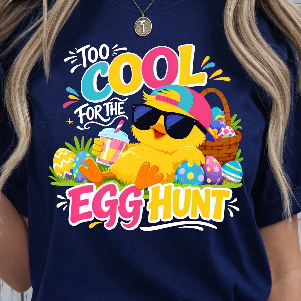 Too Cool For The Egg Hunt Shirt Cool Chick Easter Eggs Design Tee 3